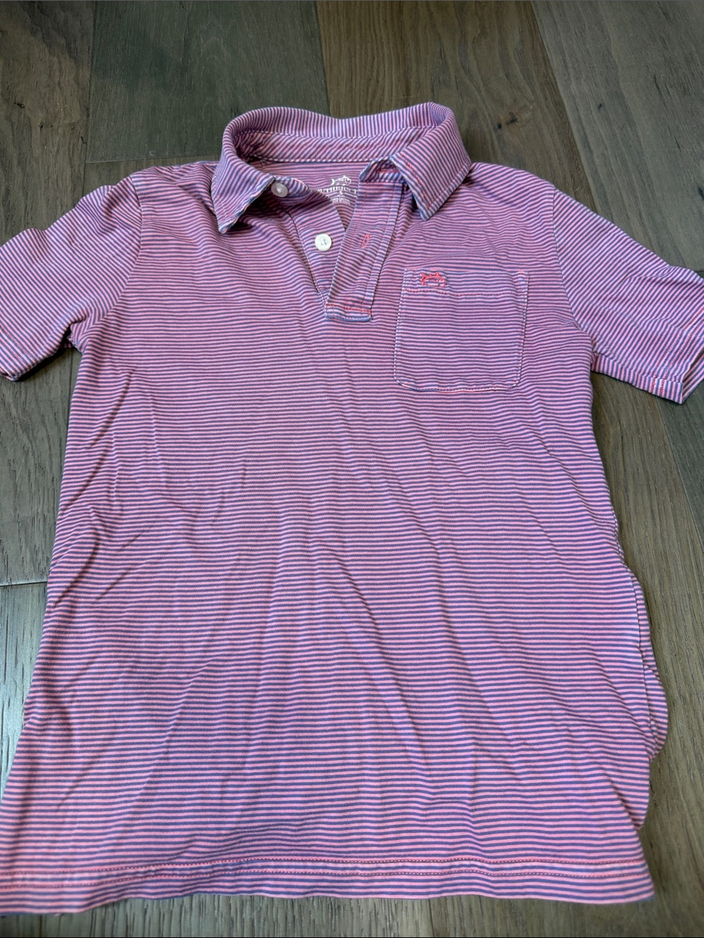 Southern tide  Pink striped Short-Sleeve Polo with Chest Pocket